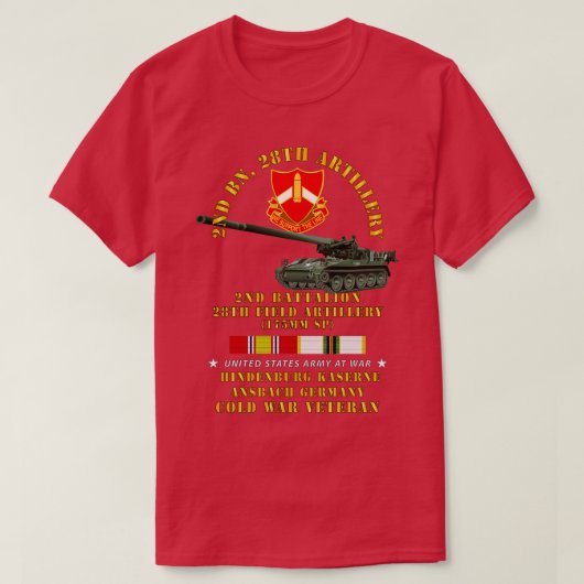 2e Bn 28e artillerie 175mm Hindenburg Ansbach Ger T-shirt (Design voorkant)