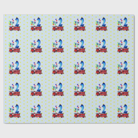 2e brandweerwagen van Birthday Cadeaupapier (Vlak)