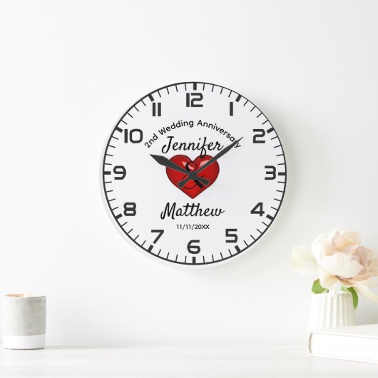 2e bruiloft Jubileum cadeau gepersonaliseerd Grote Klok (Huis)