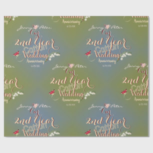 2e bruiloft Jubileum Cotton Lily of the Valley Cadeaupapier