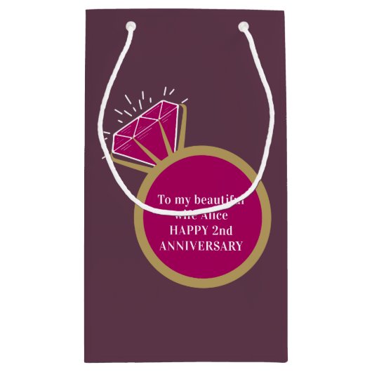 2e bruiloft Jubileum granaat donkerrode edelsteenr Klein Cadeauzakje (Achterkant)