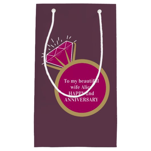 2e bruiloft Jubileum granaat donkerrode edelsteenr Klein Cadeauzakje (Voorkant)