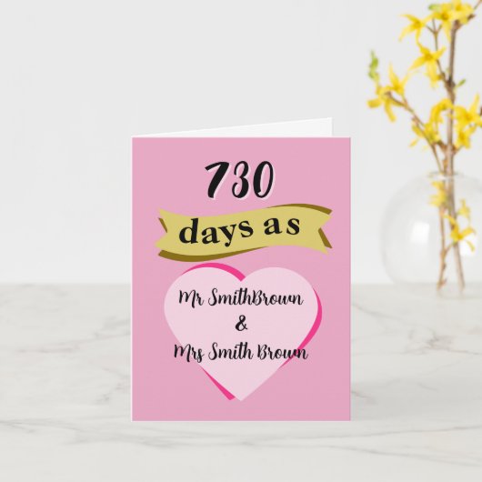 2e bruiloft jubileum kaart Katoen tweede (Gele Bloem)