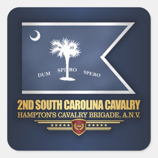 2e Cavalerie van South Carolina Vierkante Sticker (Voorkant)