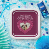 2e garnet bruiloften Jubileum foto rood Papieren Bordje (Feest)