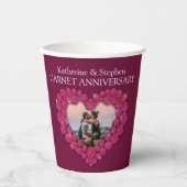 2e Garnet Weddenschap herdenkingsdag foto rood Papieren Bekers (Voorkant)