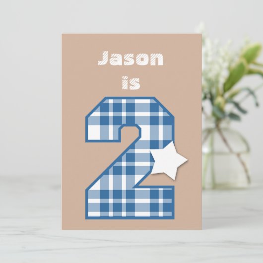 2e geboorte-jongen Aangepaste naam BLUE Pset B02 Kaart (Staand voorkant)