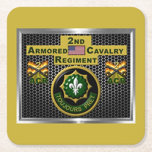 2e gepantserde cavalerie Regiment "Altijd klaar" Kartonnen Onderzetters (Voorkant)