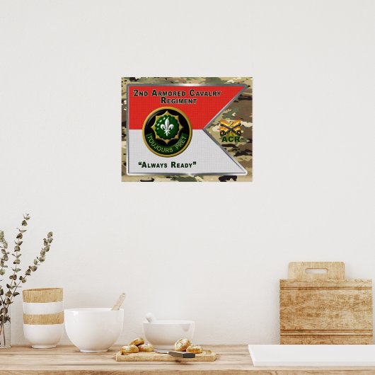 2e gepantserde cavalerie Regiment "Altijd klaar" Poster (Keuken)