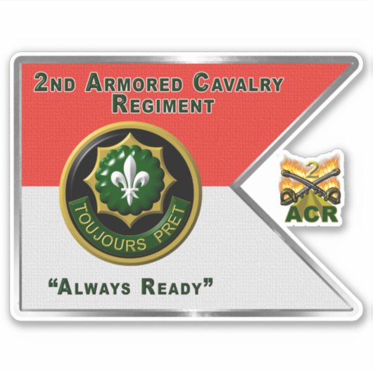 2e gepantserde cavalerie Regiment "Altijd klaar" Sticker (Voorkant)