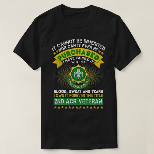 2e gepantserde valiekregel 2e ACR-veteraan T-shirt (Design voorkant)