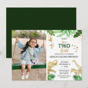 2e Girl Boy Safari Twee Wild Birthday Foto Kaart