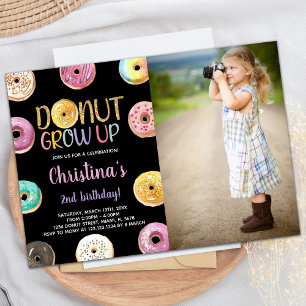 2e gouden glitter foto donut verjaardag kaart