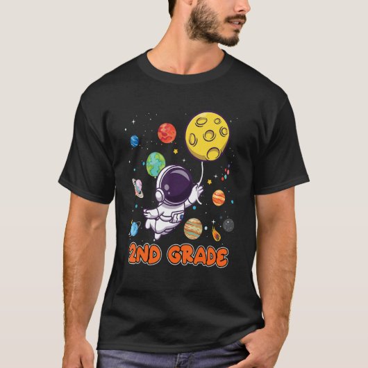 2e graad geboorthday Boy Astronaut Second Grade Bi T-shirt (Voorkant)