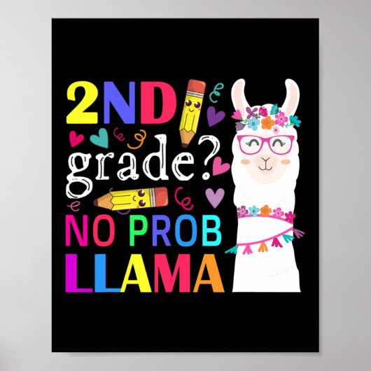 2e Graad Geen Prob-Llama Leraar Student Eerste Dag Poster (Voorkant)