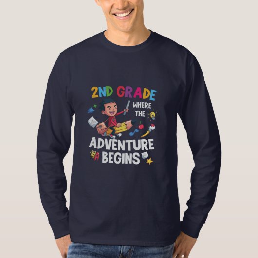 2e graad leraar 2e graad avontuur begint t-shirt (Voorkant)
