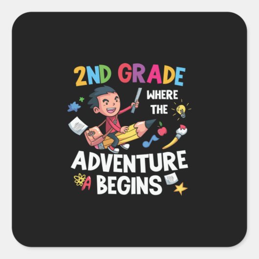 2e graad leraar 2e graad avontuur begint vierkante sticker (Voorkant)