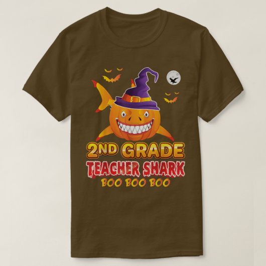 2e graad leraar haai boo pomkin Halloween Seco T-shirt (Design voorkant)