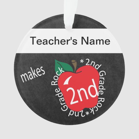 2e graad 🍎 leraren | Chalkboard Ornament (voorkant)