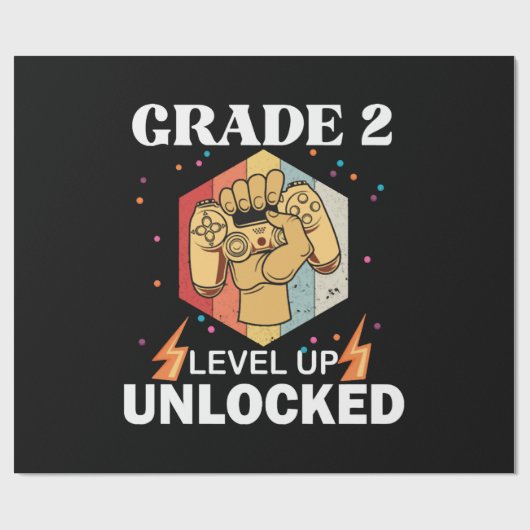 2e graad ontgrendeld niveau terug naar school eers cadeaupapier (Vlak)