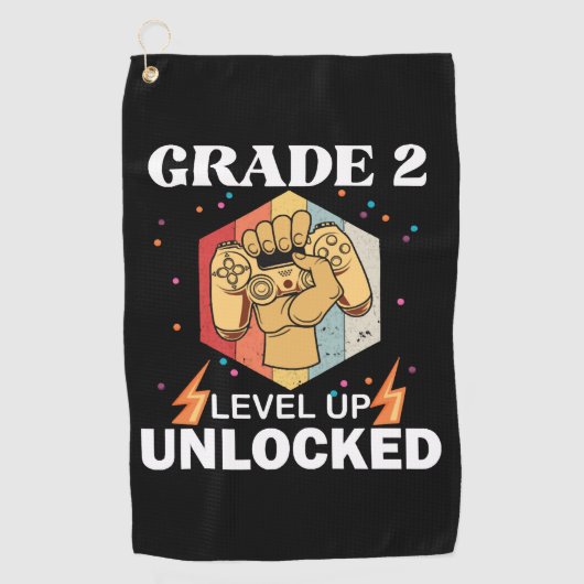 2e graad ontgrendeld niveau terug naar school eers golfhanddoek (Voorkant)