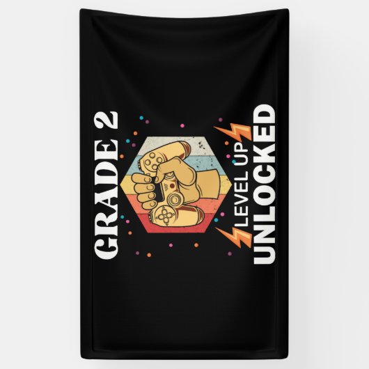 2e graad ontgrendeld niveau terug naar school eers spandoek (Verticaal)