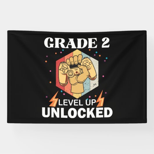 2e graad ontgrendeld niveau terug naar school eers spandoek (Horizontaal)