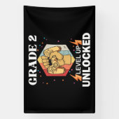 2e graad ontgrendeld niveau terug naar school eers spandoek (Verticaal)