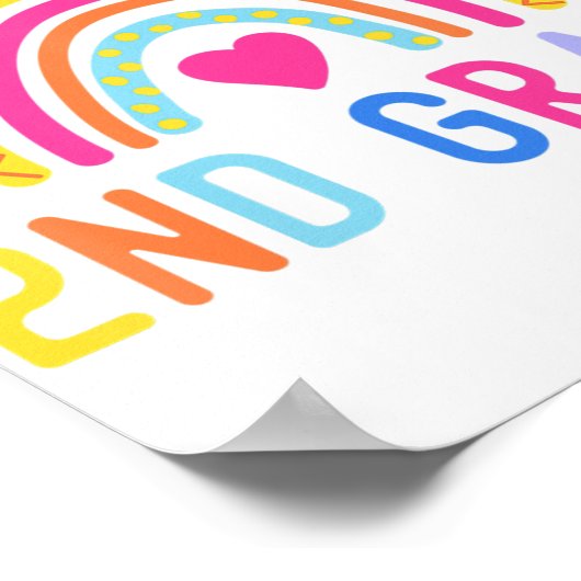 2e graad Rainbow Girl Boys Teacher Hallo Tweede G Poster (Hoek)