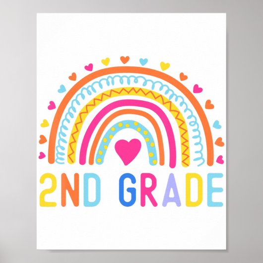 2e graad Rainbow Girl Boys Teacher Hallo Tweede G Poster (Voorkant)
