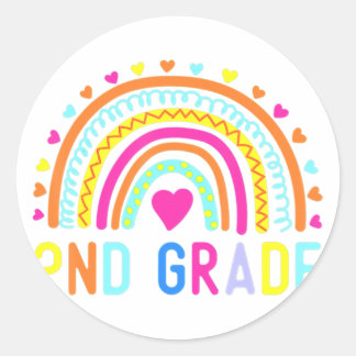 2e graad Rainbow Girl Boys Teacher Hallo Tweede G Ronde Sticker