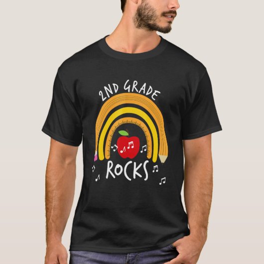 2e graad Rocks regenboog terug naar school T-shirt (Voorkant)
