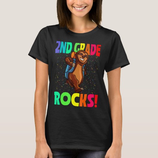 2e graad Rocks Sloth Terug naar school T-shirt (Voorkant)
