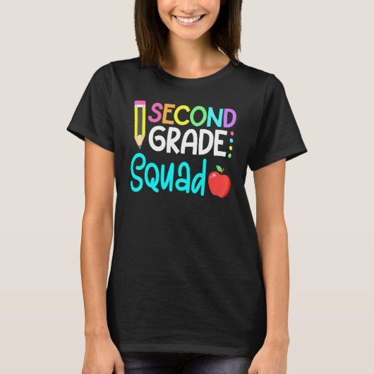 2e Grade Squad Team Crew Back School Afstuderen T T-shirt (Voorkant)