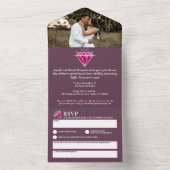 2e granaat huwelijksjubileum feest edelsteen rood all in one uitnodiging (Binnen)