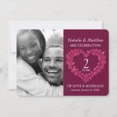 2e granaat Huwelijksjubileum foto rood  Kaart (Voorkant)