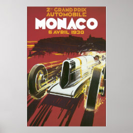 2e grote prijs Monaco Vintage Travel Poster