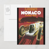 2e grote prijs Monaco Vintage Travel Poster Briefkaart (Voorkant / Achterkant)
