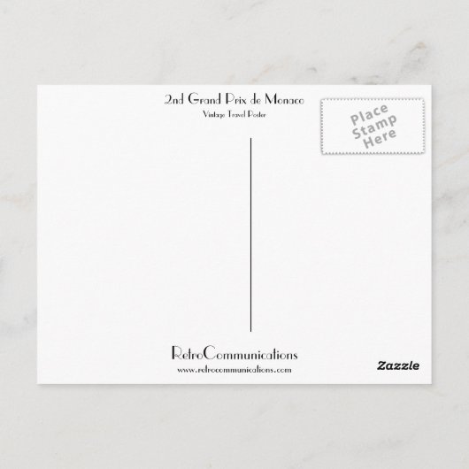 2e Grote Prijs van Monaco Briefkaart (Achterkant)