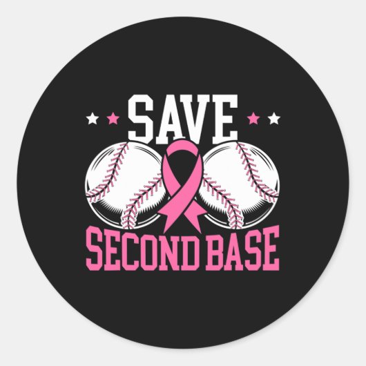 2e honkbalspeler borstkanker bewustzijn 1 ronde sticker (Voorkant)