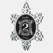 2e huwelijksdag in nood tin sneeuwvlok ornament (Rechts)