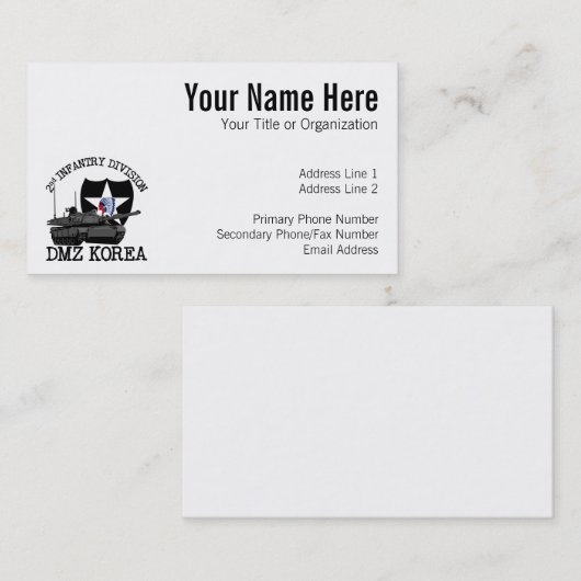 2e ID DMZ Korea Vet Visitekaartje (Voorkant / Achterkant)