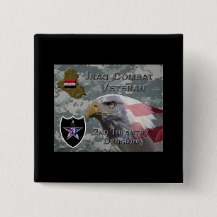2e Infanteriediv Irak Combat Veteran Vierkante Button 5,1 Cm