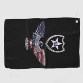2e Infanteriedivisie "Indianhead Division" Eagle Golfhanddoek (Horizontaal)