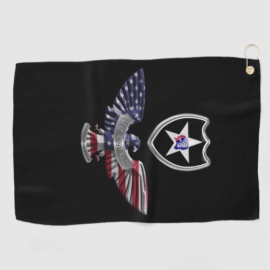 2e Infanteriedivisie "Indianhead Division" Eagle Golfhanddoek (Horizontaal)
