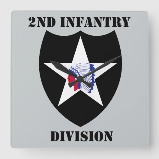 2e infanteriedivisie met tekst vierkante klok (Voorkant)