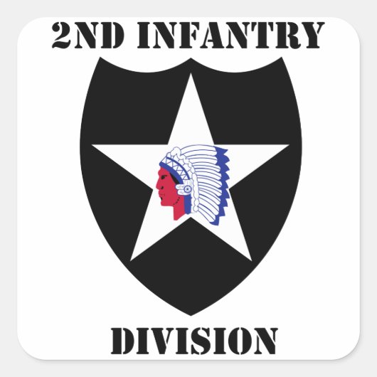 2e infanteriedivisie met tekst vierkante sticker (Voorkant)