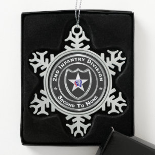 2e infanteriedivisie tin sneeuwvlok ornament