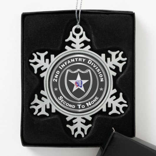 2e infanteriedivisie tin sneeuwvlok ornament (Kistje)