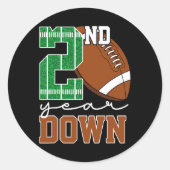 2e Jaar Down Football Lover Tweede Verjaardag Jong Ronde Sticker (Voorkant)